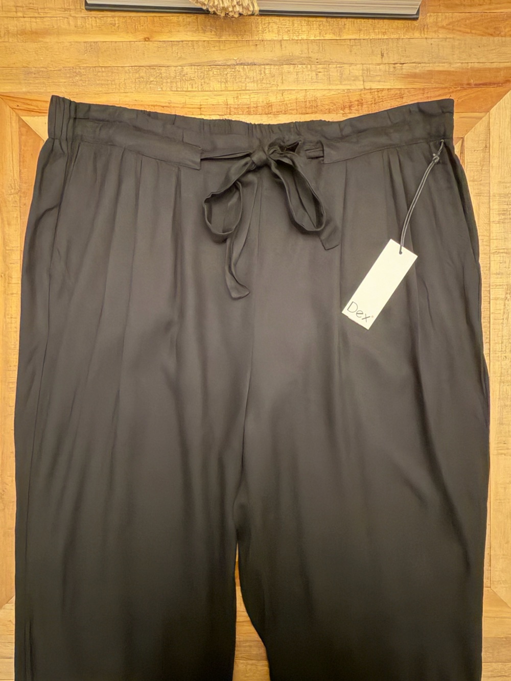 Dex Black Wide-Leg Drawstring Trousers